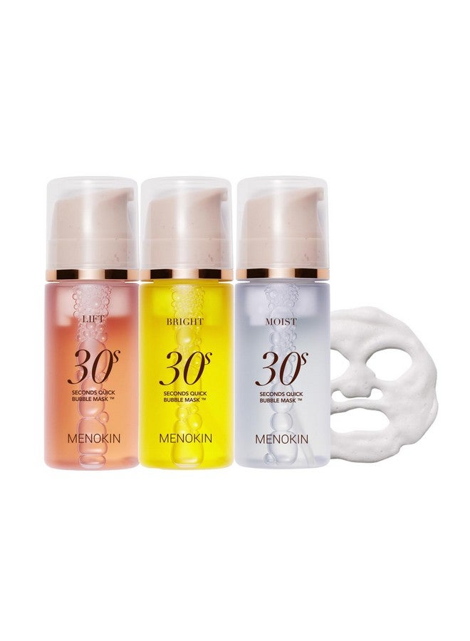 MENOKIN 30 Seconds Quick Bubble Mask 3 Sets (Lift Bright Moist) Korean Facial Mask Glowy Skin With Collagen 8Types Hyaluronic Acid Instant Bright Moisturizing For Time Saving Skin Care - Image 1