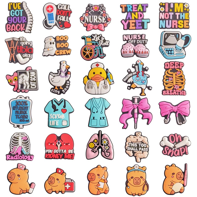 YMHOETS 30pcs Nurses Shoe Charms for Women Men Cute Medical Clogs Charms Accessories for Adults Shoe Decoration Party Favor - Image 1