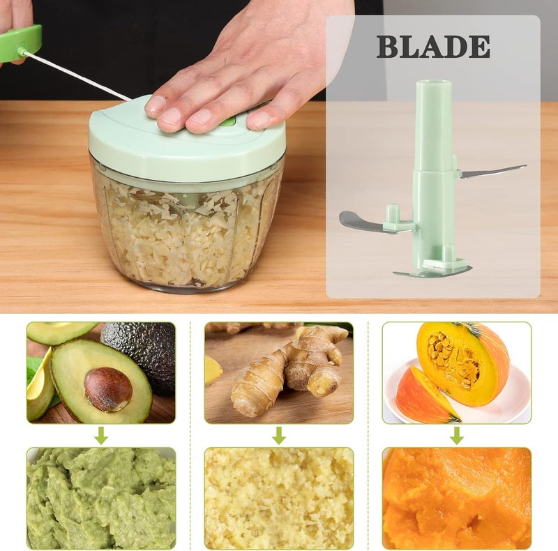 Cambom Chopper Food Chopper Vegetable Chopper, Chopper Hand String Vegetable Chopper Onions Cutter for Vegetable Fruits Nuts Durable BPA Free Food Safe Material 650ML（Green） - Image 3