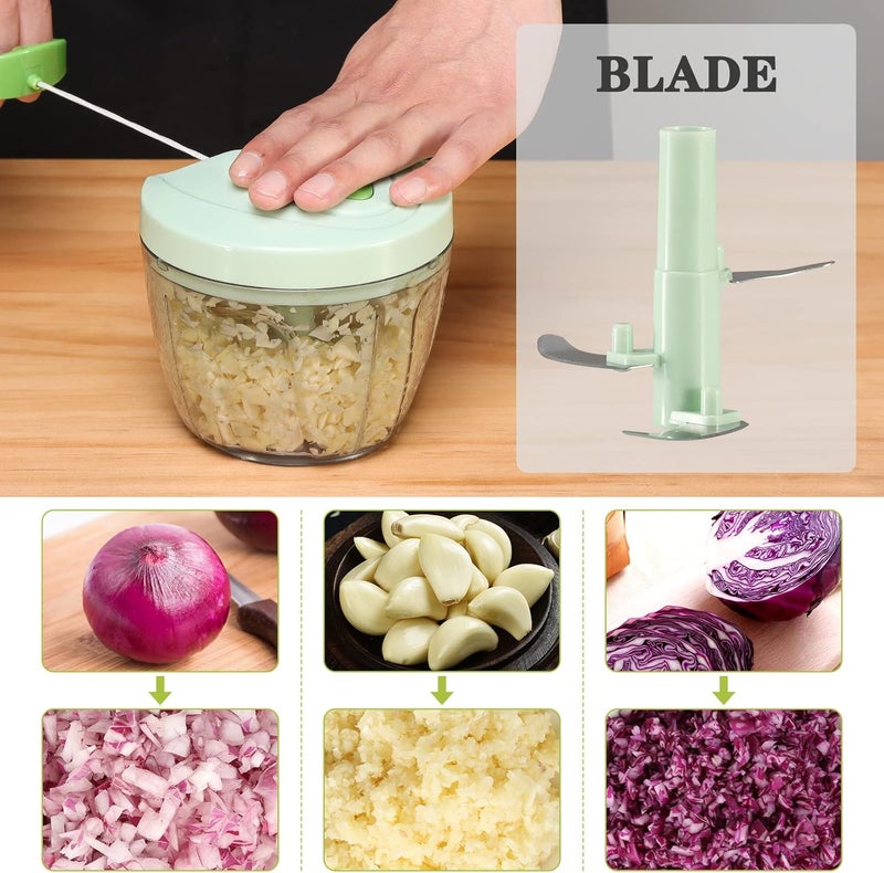 Cambom Chopper Food Chopper Vegetable Chopper, Chopper Hand String Vegetable Chopper Onions Cutter for Vegetable Fruits Nuts Durable BPA Free Food Safe Material 650ML（Green） - Image 2