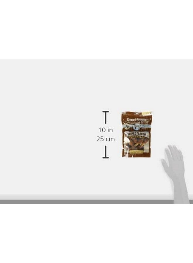 سمارت بونز دمبلز بنكهات ثلاثية مع زبدة الفول السوداني، 10 قطع، علكات خالية من الجلد الخام للكلاب - Image 3