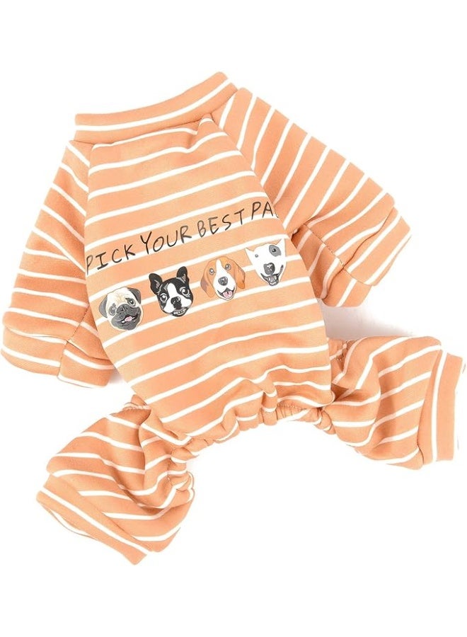 Small and Medium Dogs, Pet Rompers, Cotton, Pajamas, Fashion, Striped Pattern, Breathable, Jumpsuit, Comfortable, Overalls, Puppies, Chihuahua, Clothes, Cat Clothes, Apparel, Girl, Boys, Loungewear, Sleepwear, Spring, Summer, Hair Loss Prevention - Image 1