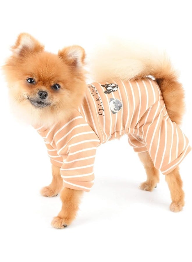 Small and Medium Dogs, Pet Rompers, Cotton, Pajamas, Fashion, Striped Pattern, Breathable, Jumpsuit, Comfortable, Overalls, Puppies, Chihuahua, Clothes, Cat Clothes, Apparel, Girl, Boys, Loungewear, Sleepwear, Spring, Summer, Hair Loss Prevention - Image 3