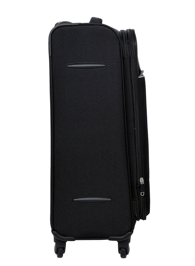 AMERICAN TOURISTER Jamaica Suitcase, Check-In Size 69 cm / 25 inch, 4 Spinner Wheels, Soft Top, 100% Polyester, Black|TSA Combination Lock|Expandable|Front Pocket Storage Compartment|Corner Guard|Retractable Aluminum Handle - 3 Years International Warranty - Image 3