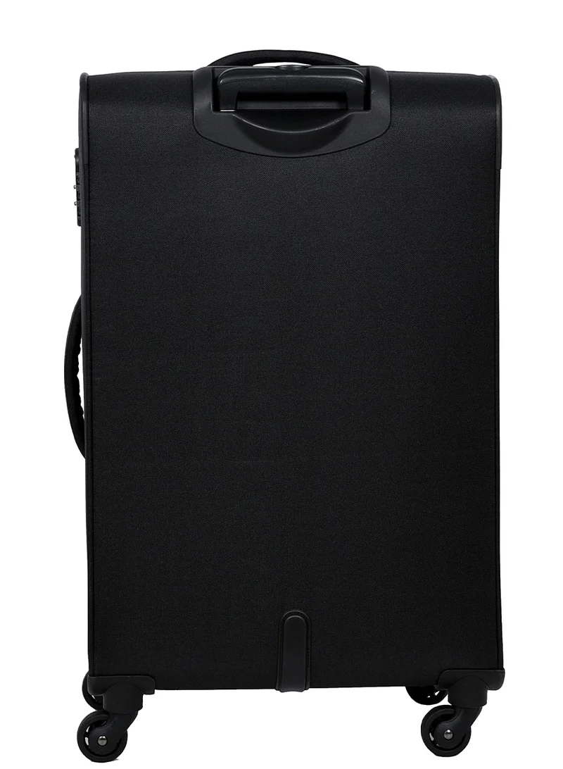 امريكان توريستر Jamaica Suitcase, Check-In Size 69 cm / 25 inch, 4 Spinner Wheels, Soft Top, 100% Polyester, Black|TSA Combination Lock|Expandable|Front Pocket Storage Compartment|Corner Guard|Retractable Aluminum Handle - 3 Years International Warranty