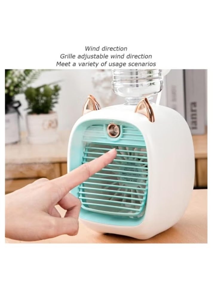 Mini USB Cooling Fan Portable Rechargeable Desk Fan for Home Office Small Water Spray Fan for Desktop Outdoor Personal Cooling Device