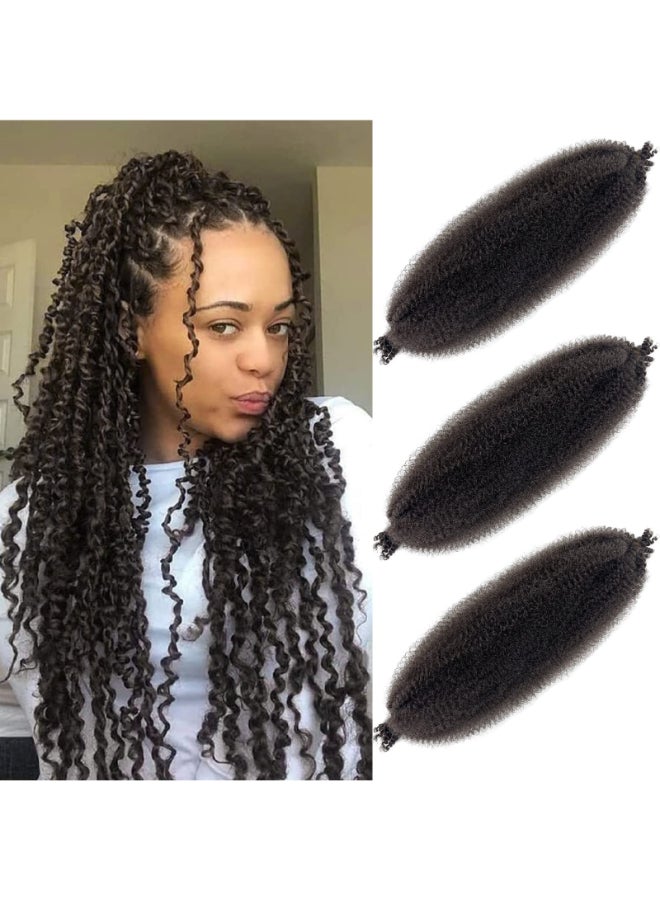 Chicmoi 16 Inch Springy Afro Twist Hair Color 4 Dark Brown Braiding Hair for Soft Locs Twisted Up Braiding Hair 3 Packs Pre Fluffed Twist Crochet Hair Extension for Black Women 16 inch Pack of 3 4 - Image 2