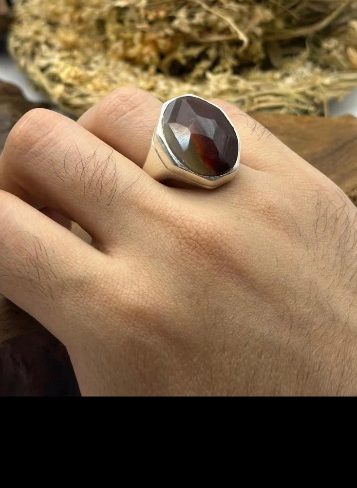 OtherMax A ring crowned with a distinctive Yemeni agate stone - Image 3