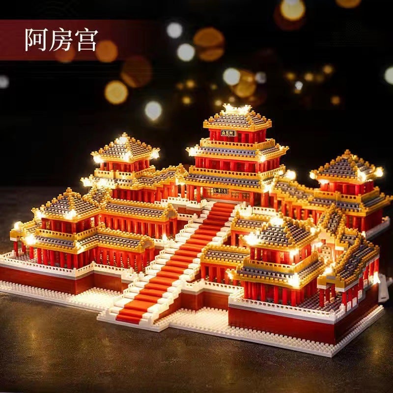 Lezi Micro-Diamond Small-Particle Building Blocks Building Series Taj Mahal Yellow Crane Tower Tiananmen Square National Style Model Street View - Image 3