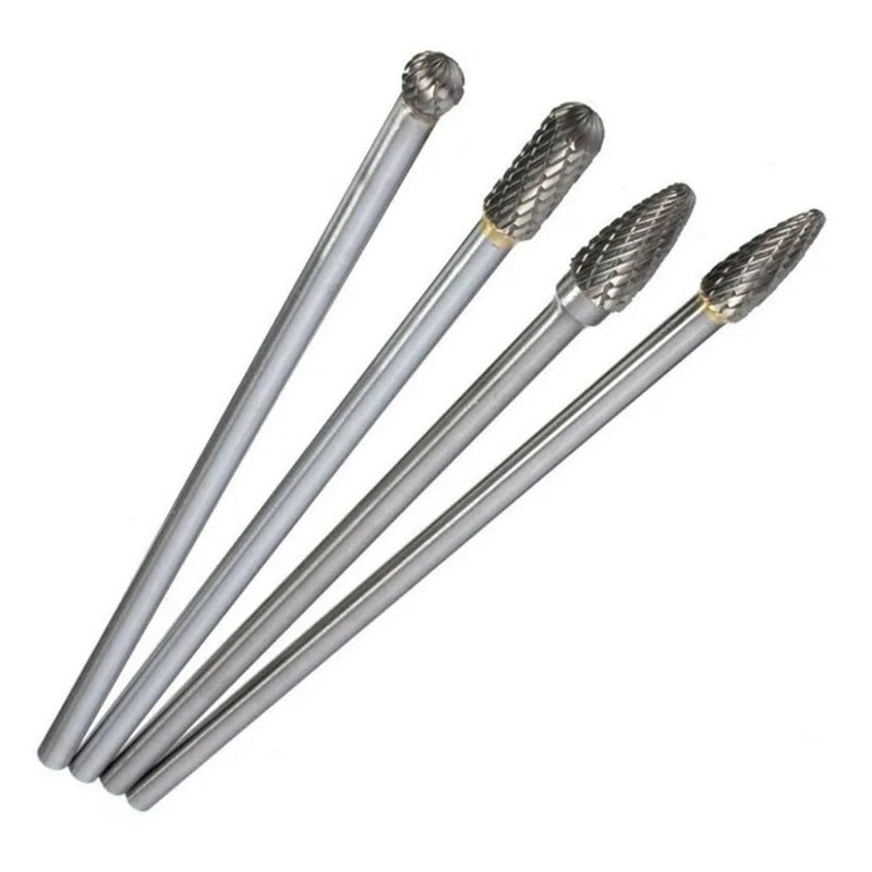 4PCS Hard Alloy Rotary File Set Extended Handle Tungsten Steel Grinding Head For Metal Jade Woodworking - Image 3