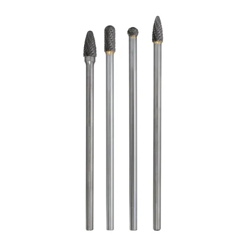 4PCS Hard Alloy Rotary File Set Extended Handle Tungsten Steel Grinding Head For Metal Jade Woodworking - Image 2