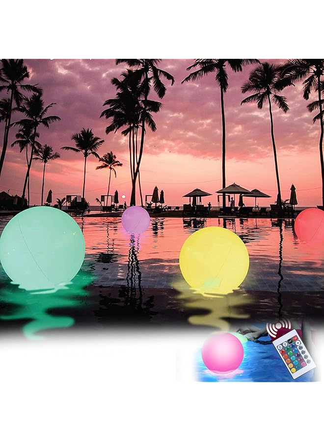 أكس سبرينج كرة شاطئ LED قطعتين 40 سم مع 16 وضع إضاءة RGB للأطفال والكبار، كرة شاطئ مقاومة للماء من مادة PVC تتوهج في الظلام مع جهاز تحكم عن بعد لحفلات حمام السباحة والمتعة في الهواء الطلق - Image 1