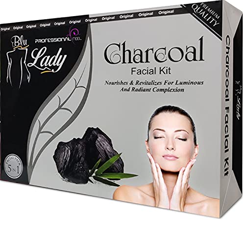 Blu Lady Professional Black Charcoal Facial Kit Beauty Charcoal Instant Glow Ever in India All Type Skin Fairness Set of 5 275 G charcoal - Image 5