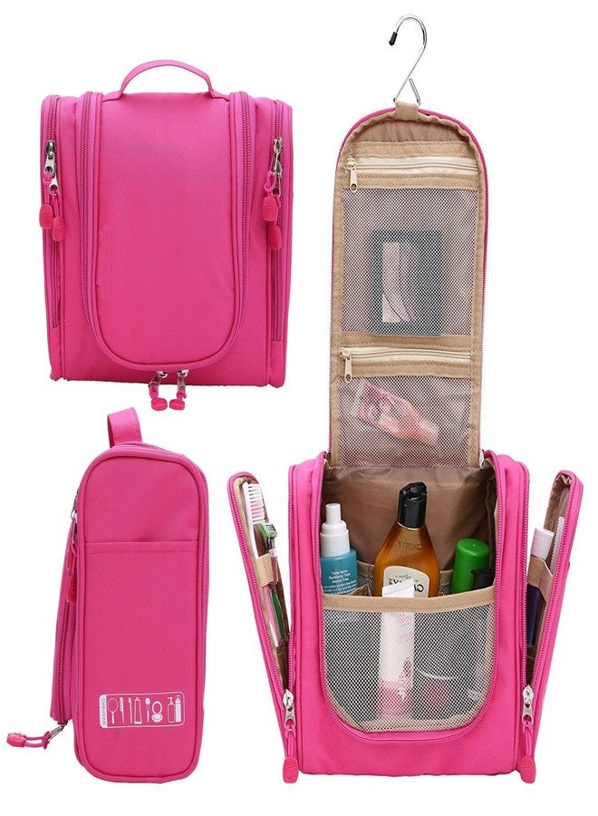 Asier Multifunction Unisex Zipper Toiletry Bag Travel Organizer Hanger Storage Waterproof Makeup Pouch Cosmetic Case (Rose Pink) - Image 2