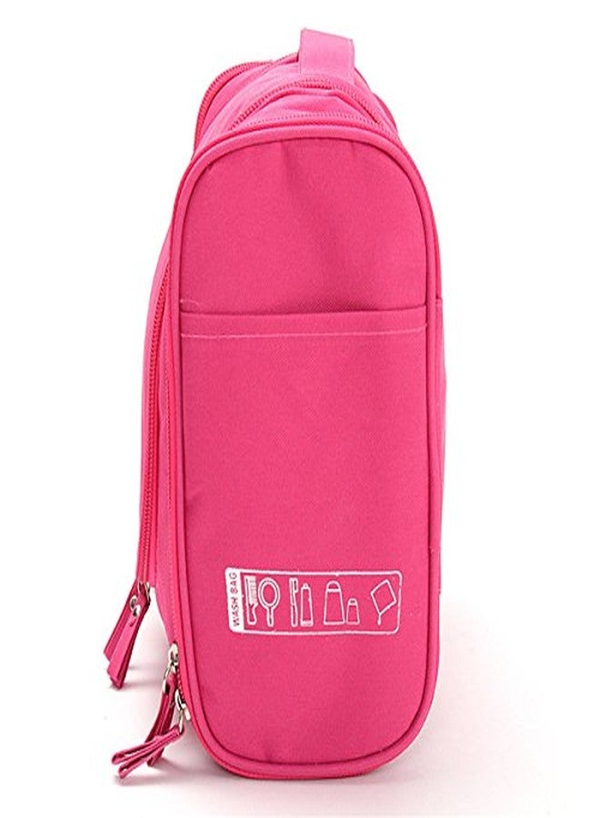 Asier Multifunction Unisex Zipper Toiletry Bag Travel Organizer Hanger Storage Waterproof Makeup Pouch Cosmetic Case (Rose Pink) - Image 4
