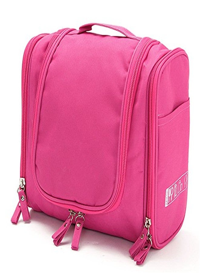 Asier Multifunction Unisex Zipper Toiletry Bag Travel Organizer Hanger Storage Waterproof Makeup Pouch Cosmetic Case (Rose Pink) - Image 1