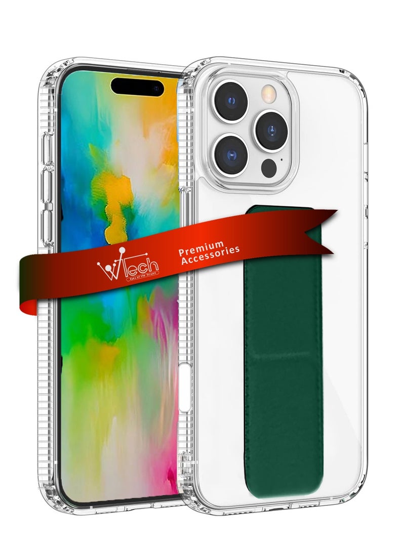 Wtech Apple iPhone 16 Pro Max 2024 TPU Hand Grip Air Pillow Case Cover - Clear/Dark Green - Image 1
