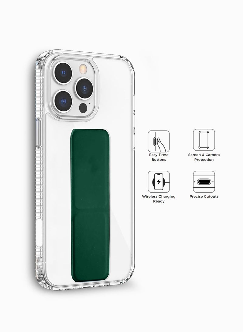 Wtech Apple iPhone 16 Pro Max 2024 TPU Hand Grip Air Pillow Case Cover - Clear/Dark Green - Image 2