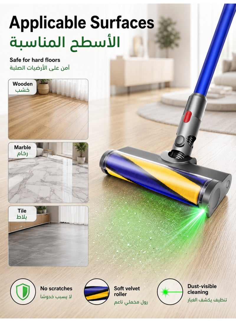 Laymi Vacuum Attachments Motorhead for Dyson V7 V8 V10 V11 V15 Cordless Cleaners, Quick-Release Hardwood Floor Brush Head with Dust Detection Light Soft Roller Clean Head Replacement Accessories Parts - Image 2