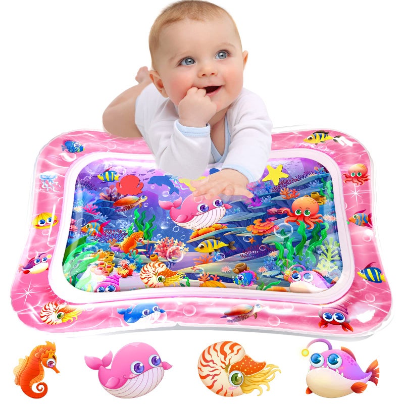 Infinno Tummy Time Mat Premium Baby Water Play Mat for Infants and Toddlers Baby Toys for 3 to 24 Months Strengthen Your Babys Muscles Pink Theme Toys - Image 2