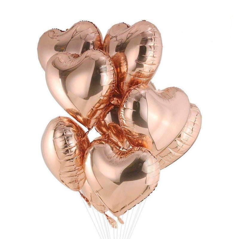 SOI Heart Balloons For Decoration | Heart Shape Balloons for Birthday/Anniversary/Wedding Party Decoration | Rose Gold Heart Balloons (Pack of 5) - Image 3