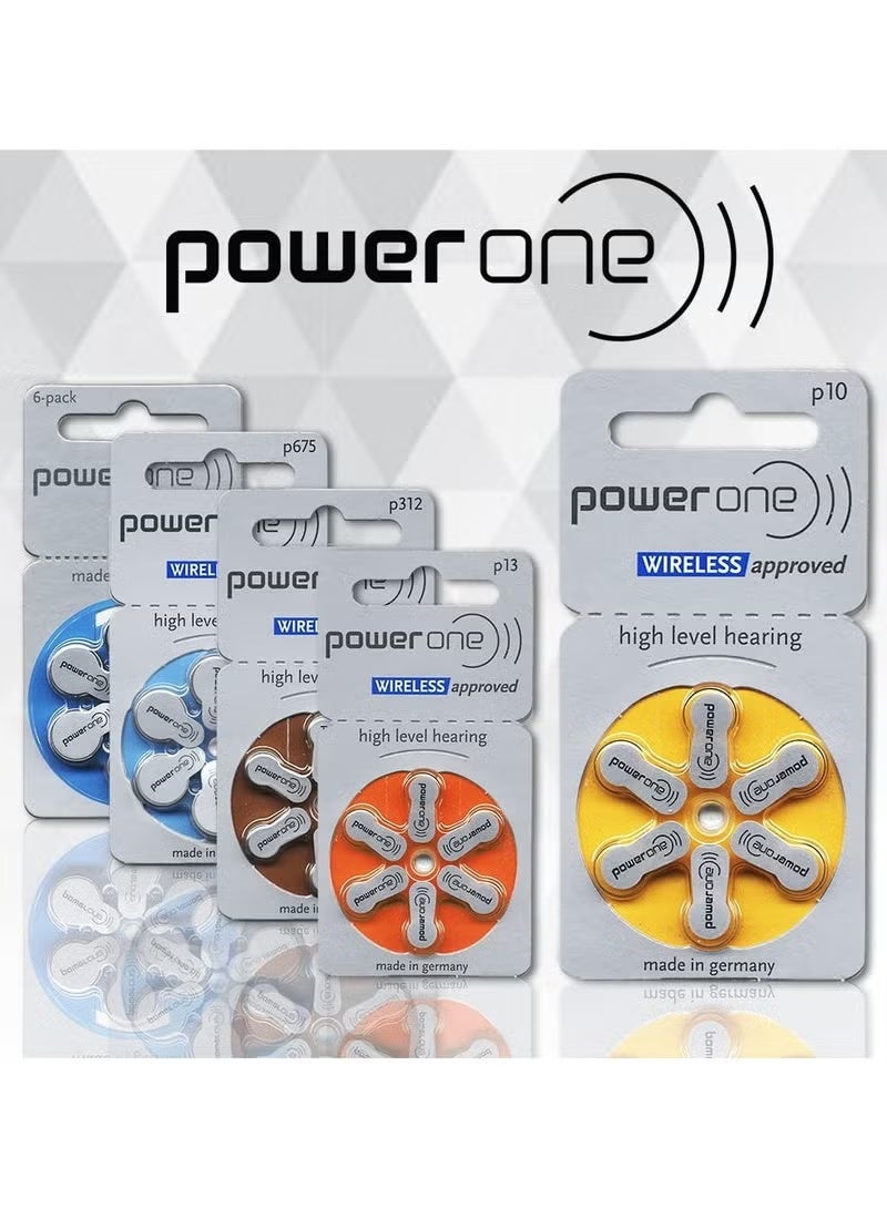باور ون بطاريات PowerOne P10 لسماعات الأذن، خالية من الزئبق، عالية الأداء، بطارية رقمية صغيرة، 60 قطعة، 1.45 فولت (أصفر) - Image 3