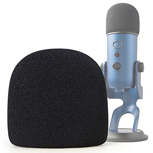 SUNMON Microphone Foam Windscreen Cover for Blue Yeti, Yeti Pro and Yeti X Microphones, the Mic Pop Filter Mask Shield also suit MXL and Audio Technica (Black) - Image 1