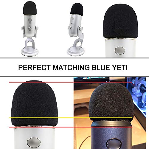 SUNMON Microphone Foam Windscreen Cover for Blue Yeti, Yeti Pro and Yeti X Microphones, the Mic Pop Filter Mask Shield also suit MXL and Audio Technica (Black) - Image 5