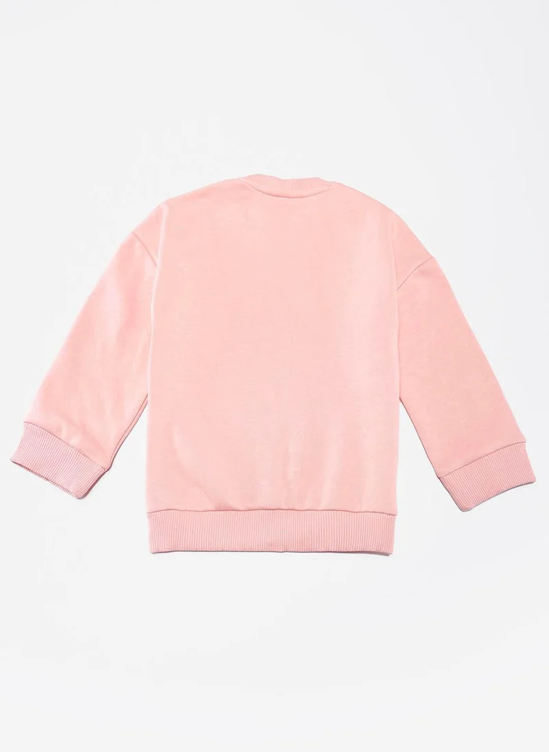 نوتيناتي Nautinati Peach Ladybird Print Full Sleeves Fleece Sweatshirt for Baby Boys and Baby Girls