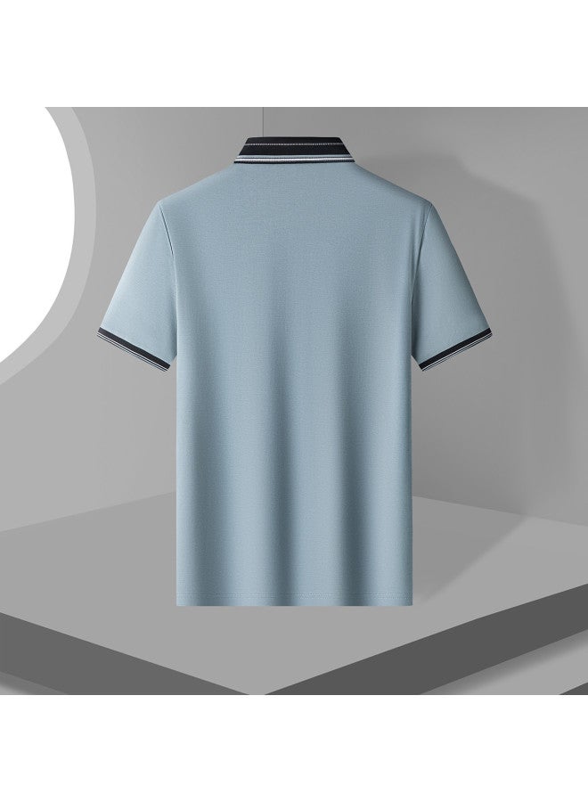 Fomoce summer Checkered Casual Polo Shirt Men's Short Sleeve T-shirt - Image 5