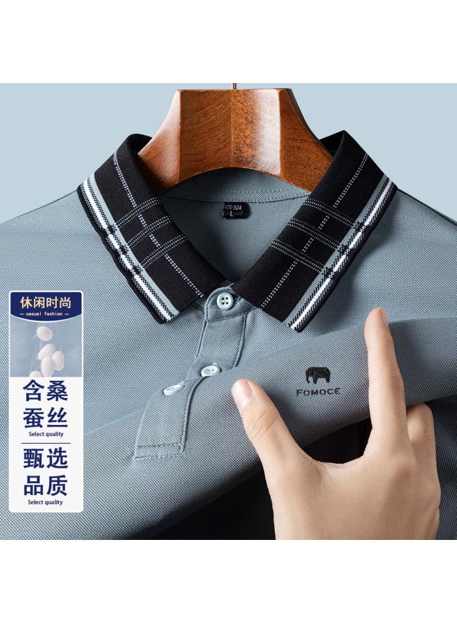 Fomoce summer Checkered Casual Polo Shirt Men's Short Sleeve T-shirt - Image 2