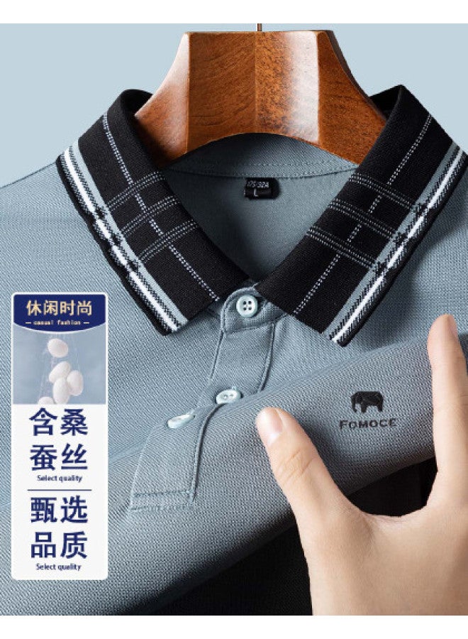 Fomoce summer Checkered Casual Polo Shirt Men's Short Sleeve T-shirt - Image 1