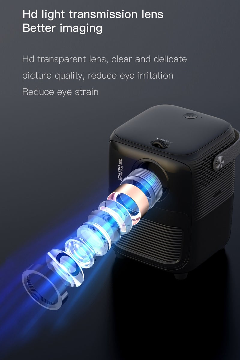 فيكوشا 【VIKUSHA V890】جهاز عرض أسود، 1200 لومن أنسي + دقة 1080 بكسل عالية الوضوح! 5G ثنائي النطاق، واي فاي، بلوتوث، حوّل تخييمك أو منزلك إلى سينما في ثوانٍ! - Image 4