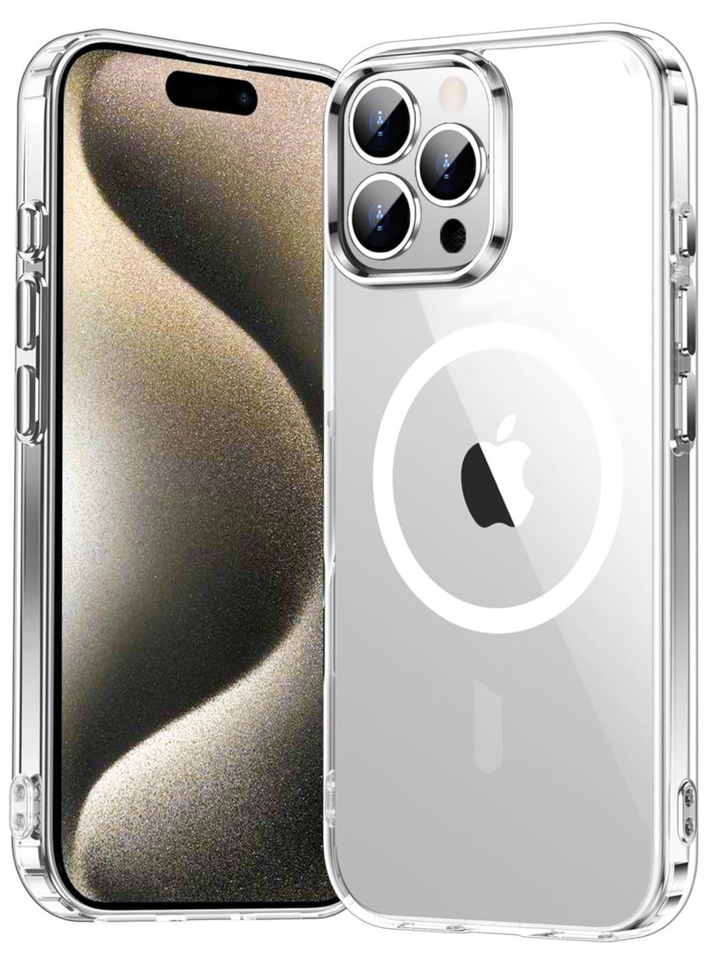 فواتير جراب iPhone 15 Pro Mag Safe - [تقنية محسنة مضادة للاصفرار] مغناطيس N52، رفيع للغاية، حماية من السقوط بدرجة عسكرية، حماية للشاشة والعدسة، جراب شفاف للغاية لهاتف iPhone 15 Pro - Image 3
