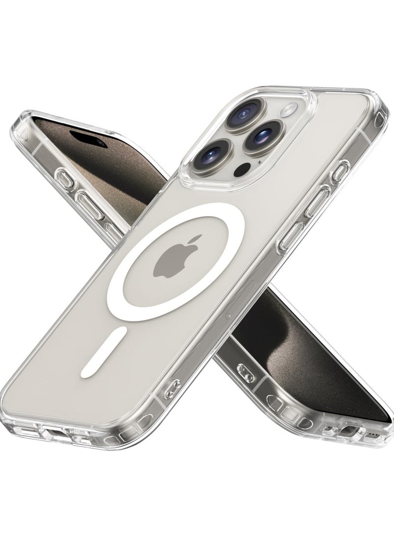 فواتير جراب iPhone 15 Pro Mag Safe - [تقنية محسنة مضادة للاصفرار] مغناطيس N52، رفيع للغاية، حماية من السقوط بدرجة عسكرية، حماية للشاشة والعدسة، جراب شفاف للغاية لهاتف iPhone 15 Pro - Image 1
