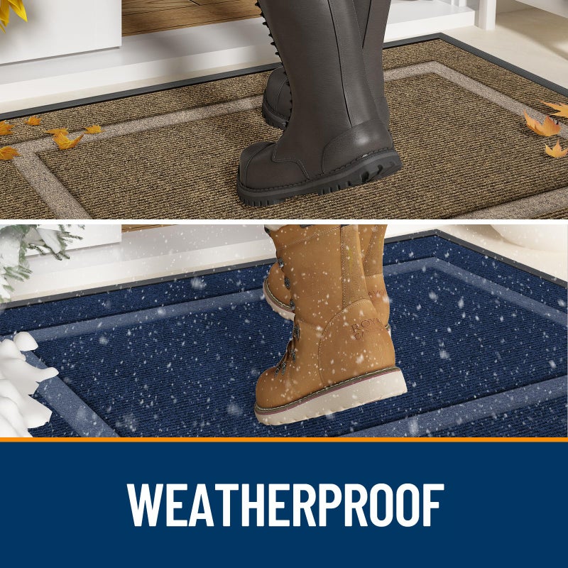 OLANLY Front Door Mat Indoor Outdoor Entrance, Waterproof All-Season, All-Weather Doormat, Sturdy Natural Rubber, Fade Resistant, Low Profile, Easy Clean Patio Porch Entryway Mat, 29.5x17, Brown - Image 4