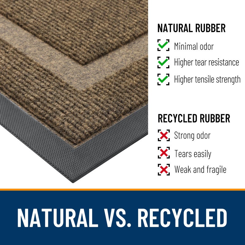 OLANLY Front Door Mat Indoor Outdoor Entrance, Waterproof All-Season, All-Weather Doormat, Sturdy Natural Rubber, Fade Resistant, Low Profile, Easy Clean Patio Porch Entryway Mat, 29.5x17, Brown - Image 5