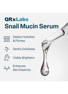كيو آر إكس لابس سيروم مخاط الحلزون من QRxLabs - يرطب البشرة ويزيد من نضارتها وإشراقها - غني بالكولاجين لبشرة مشدودة ومشرقة - يقشر البشرة بلطف ليمنحكِ توهجًا ناعمًا - 2 أونصة  - Image 2