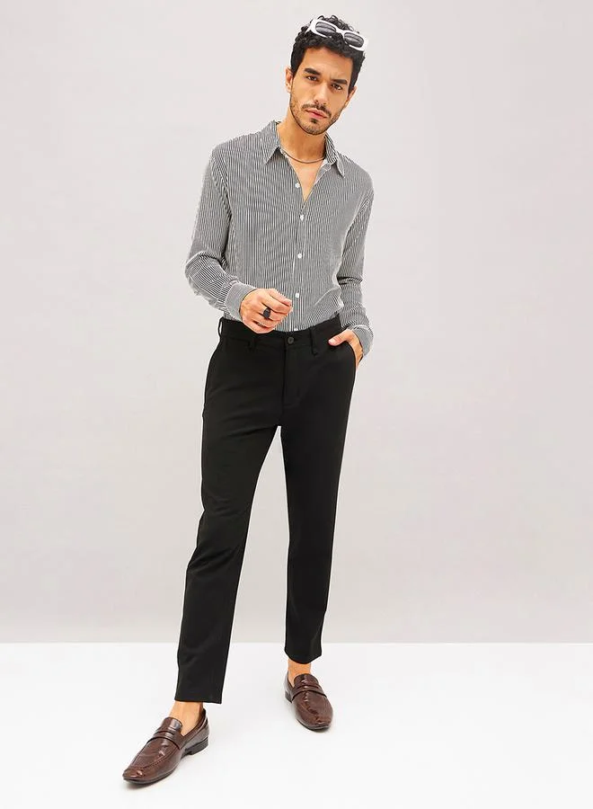 Mascln Sassafras Striped Long Sleeve Relaxed Fit Shirt by Styli