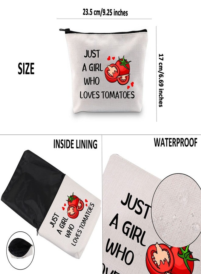 G2TUP Tomato Lover Gift Who Loves Tomatoes Makeup Bag Tomato Gardener Cosmetic bag Tomato Farmer Gift Veggie Zipper Travel Bag (Who Loves Tomatoes White Bag) - Image 3