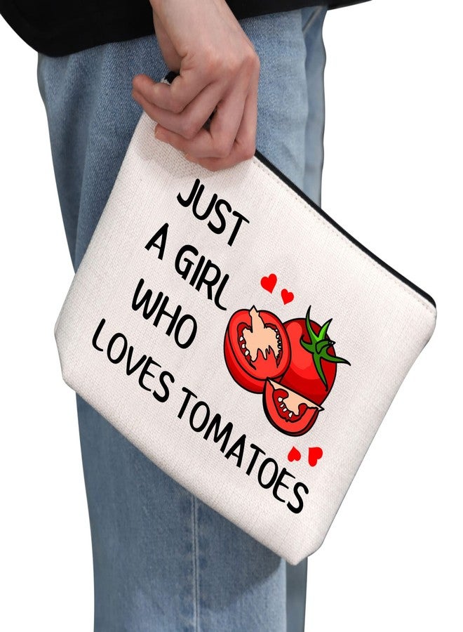 G2TUP Tomato Lover Gift Who Loves Tomatoes Makeup Bag Tomato Gardener Cosmetic bag Tomato Farmer Gift Veggie Zipper Travel Bag (Who Loves Tomatoes White Bag) - Image 2