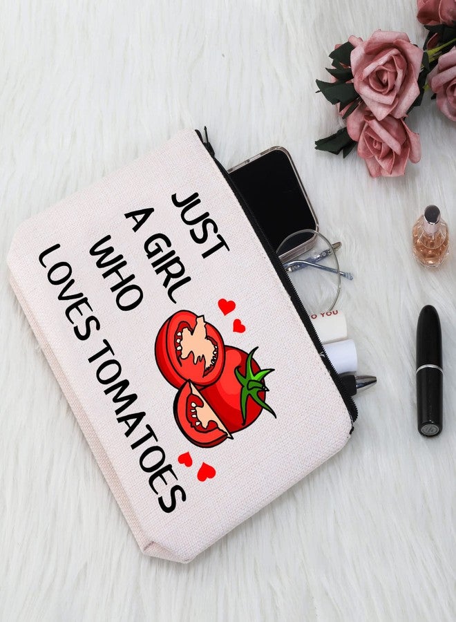 G2TUP Tomato Lover Gift Who Loves Tomatoes Makeup Bag Tomato Gardener Cosmetic bag Tomato Farmer Gift Veggie Zipper Travel Bag (Who Loves Tomatoes White Bag) - Image 4