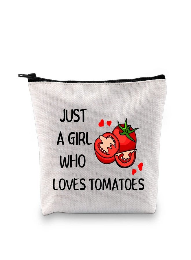 G2TUP Tomato Lover Gift Who Loves Tomatoes Makeup Bag Tomato Gardener Cosmetic bag Tomato Farmer Gift Veggie Zipper Travel Bag (Who Loves Tomatoes White Bag) - Image 1