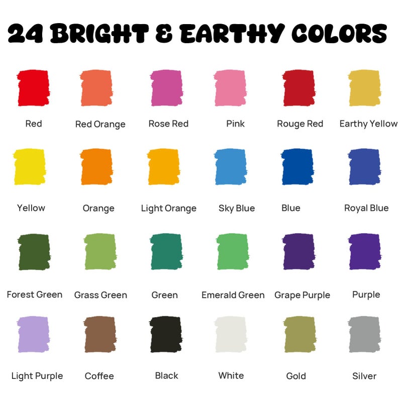 Coogert 24 Paint Pens for Rock, Fabric, Wood, Glass, Craft, Dual Tip Acrylic Paint Markers With Fine-Dot Tip for Canvas,Ceramic, Plastic, Art Painting Supplies Kit - Image 5