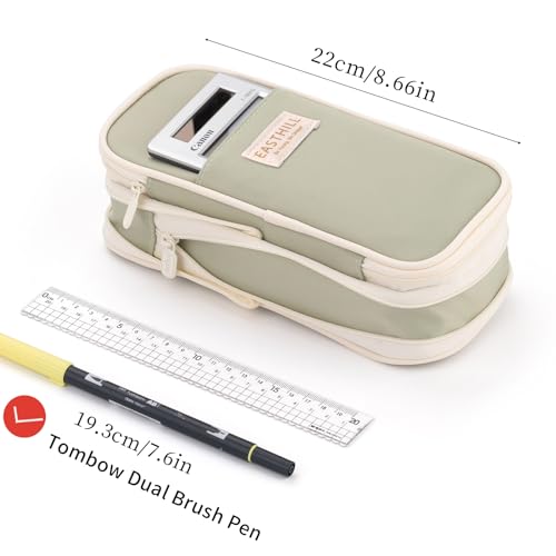 EASTHILL Big Capacity Pencil Case Large Pencil Pouch Stationery Pen Bag for Teen Girls-Green - Image 3