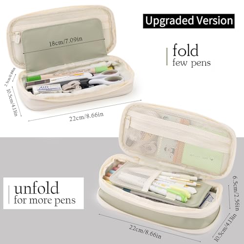 EASTHILL Big Capacity Pencil Case Large Pencil Pouch Stationery Pen Bag for Teen Girls-Green - Image 2
