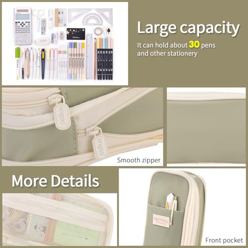 EASTHILL Big Capacity Pencil Case Large Pencil Pouch Stationery Pen Bag for Teen Girls-Green - Image 4