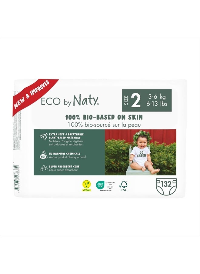 ECO by Naty Baby Diapers - Plant-Based Eco-Friendly Diapers, Great for Baby Sensitive Skin and Helps Prevent Leaking (Size 2, 132 Count)  - Image 1