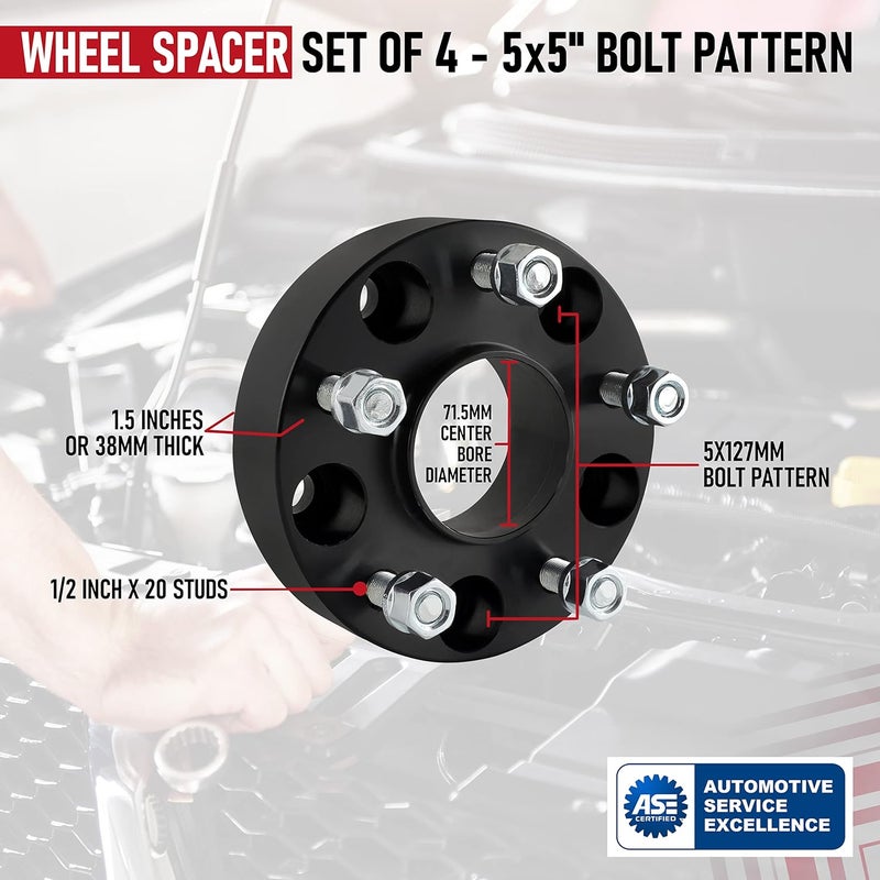 AA Ignition مجموعة فواصل العجلات AA Ignition من 4 - بسماكة 1.5 بوصة، محول مركزي 5x127 مم لمركبات جيب - Image 3