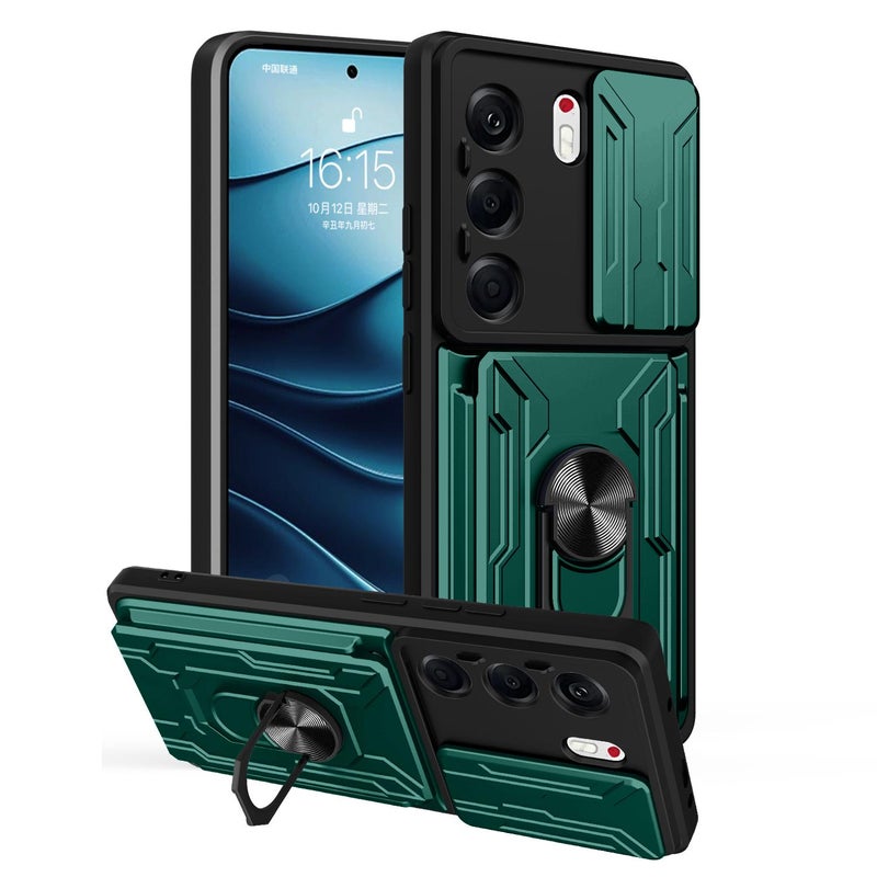 erorex For Tecno Camon 40 Pro 5G Sliding Camshield TPU+PC Phone Case with Card Slot(Dark Green) - Image 1
